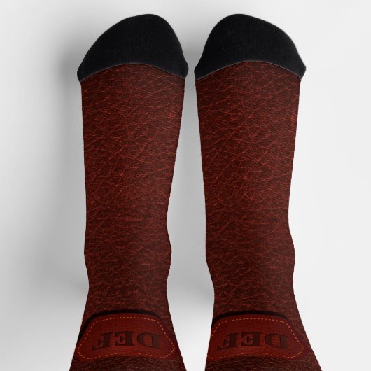 Chaussette Changer Initial, Écouter En Cuir Badge Rouge foncé (Haut)