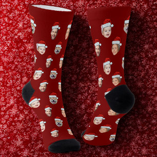 Chaussette Chapeau de Père Noël personnalisé Famille 4 Photos