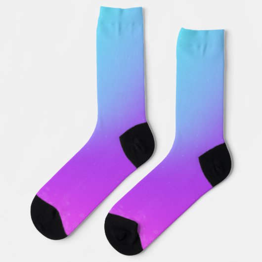 Chaussette Charmante dégradé de bleu violet avec flocon de ne (Gauche)