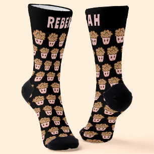 Chaussette Charmants chaussettes avec cupcakes Kawaii et nom
