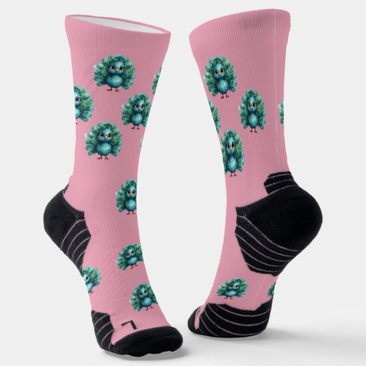 Chaussette Charmants chaussettes fantaisie paon bleu, équipag (Angulaire)