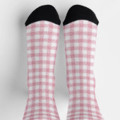 Chaussette Charme Gingham Rose et Blanc Velouté (Haut)