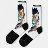 Chaussette Chat aquarelle en style steampunk (Gauche)