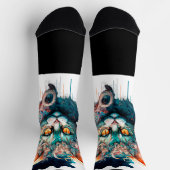 Chaussette Chat aquarelle en style steampunk (Haut)
