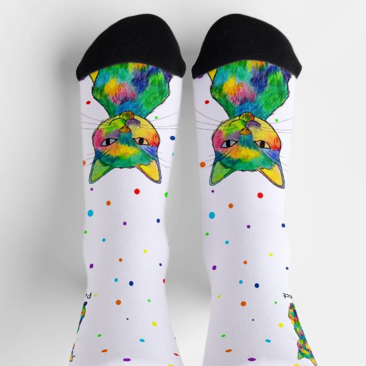 Chaussette Chat arc-en-ciel Chaussettes de l'équipage de poin (Haut)