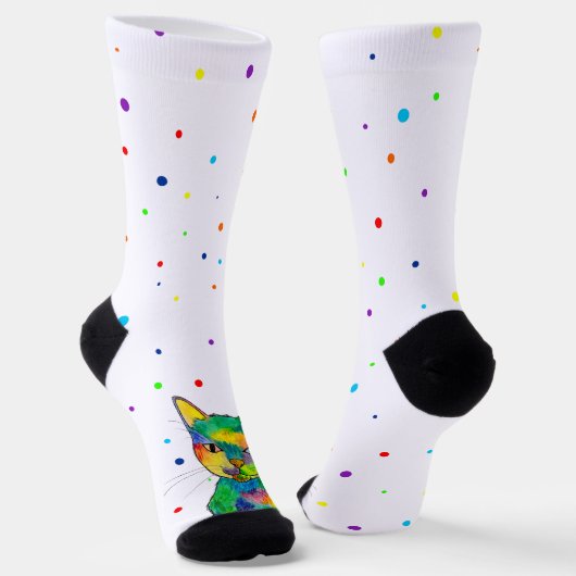 Chaussette Chat arc-en-ciel Chaussettes de l'équipage de poin (Angulaire)