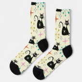 Chaussette Chat atomique du milieu du siècle avec des explosi (Gauche)