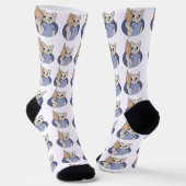 Chaussette Chat au croissant drôle (Angulaire)