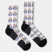 Chaussette Chat au croissant drôle (Droite)