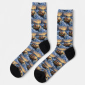 Chaussette Chat Bengal Noël Bateau Fêtes (Gauche)