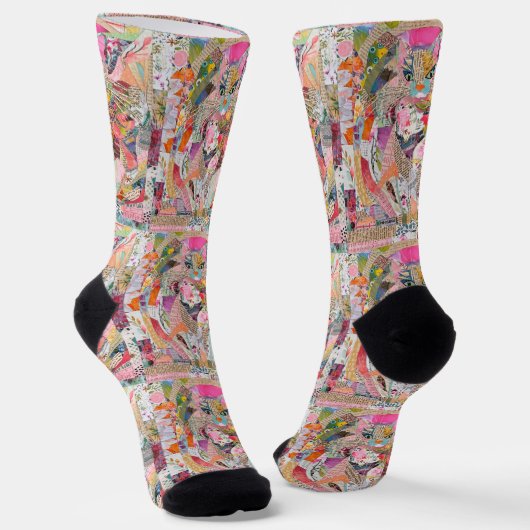 Chaussette Chat Cute Papier Chat Chaussettes Collage (Angulaire)