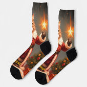 Chaussette Chat de fête amusant et fantaisiste (Gauche)