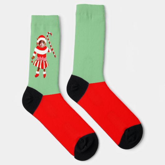 Chaussette Chat de Noël drôle (Droite)