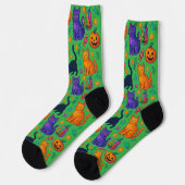 Chaussette Chat d'Halloween éffrayant et Chaussettes d'équipa (Gauche)
