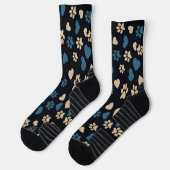 Chaussette Chat Empreintes de pattes et Coeurs Chaussettes Mo (Gauche)