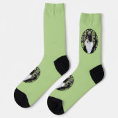 Chaussette Chat en smoking dans la peinture de fenêtre, œuvre (Gauche)