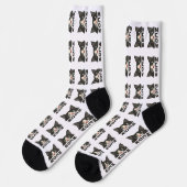 Chaussette Chat en smoking drôle regarde Pun (Gauche)