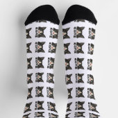 Chaussette Chat en smoking drôle regarde Pun (Haut)