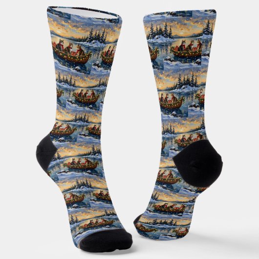 Chaussette Chat Maine Coon Noël Bateau Fêtes (Angulaire)