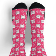 Chat mignon avec chaussettes roses | Motif Feline 
