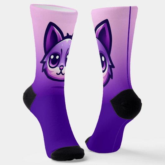 Chaussette Chat mignon pourpre (Angulaire)