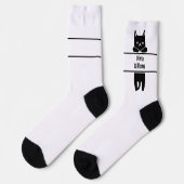 Chaussette Chat noir adorable avec nom Chaussettes d'équipage (Gauche)