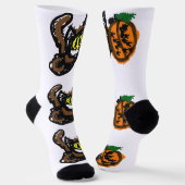 Chaussette Chat noir chemin de citrouille cool (Angulaire)