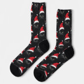 Chaussette Chat noir de Noël Santa drôle (Gauche)