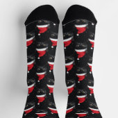 Chaussette Chat noir de Noël Santa drôle (Haut)