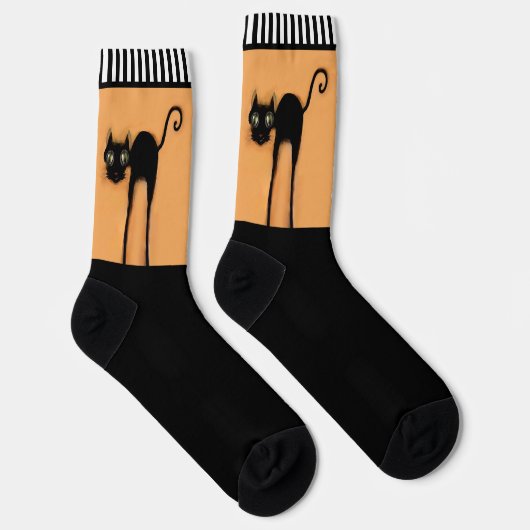Chaussette Chat noir drôle d'Halloween (Droite)