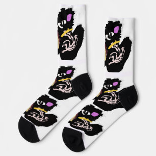 Chaussette Chat noir duveteux Jack o Lantern amusant