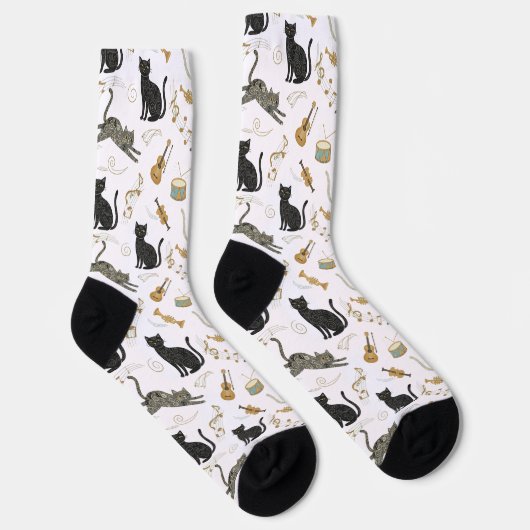 Chaussette Chat noir et blanc Notes Chaussettes (Droite)