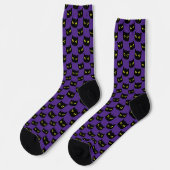Chaussette Chat noir et violet motif Halloween (Gauche)