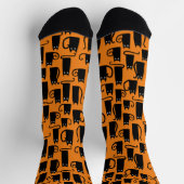 Chaussette Chat noir Halloween Orange (Haut)