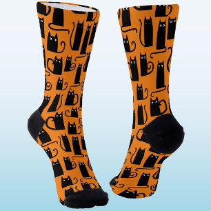 Chaussette Chat noir Halloween Orange
