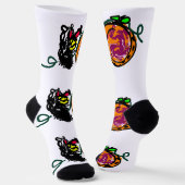 Chaussette Chat noir joie automne  (Angulaire)