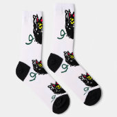 Chaussette Chat noir joie automne  (Droite)