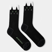 Chaussette Chat noir mignon Yeux verts Chaussettes personnali (Droite)