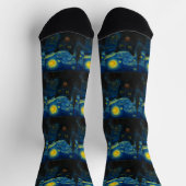 Chaussette Chat noir Starry Nuit Van Gogh Chat Selfie (Haut)