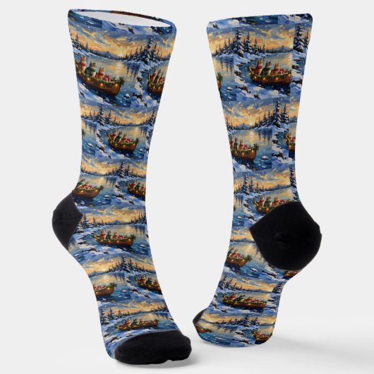 Chaussette Chat Persan Noël Bateau Fêtes (Angulaire)