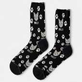 Chaussette Chat Personnalisé Photo & Nom Noir (Gauche)