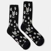 Chaussette Chat Personnalisé Photo & Nom Noir (Droite)
