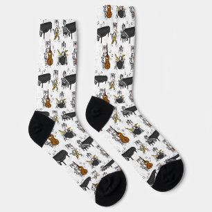 Chaussette Chat Saxophone Piano Basse Batterie Musicien de Ja