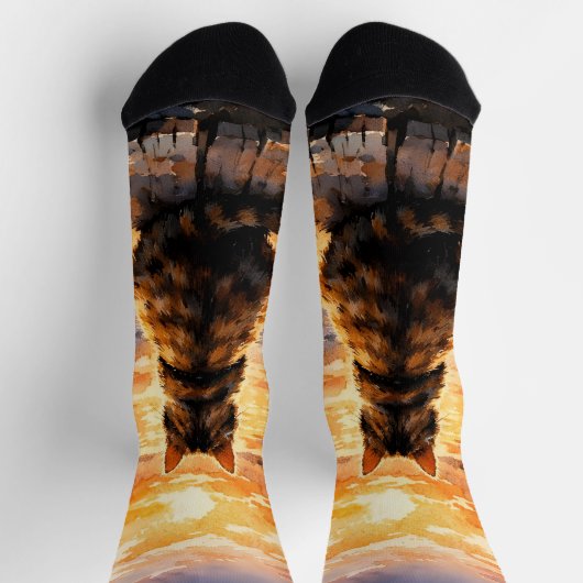 Chaussette Chat sur le quai au coucher du soleil (Haut)