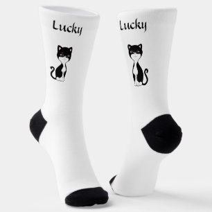 Chaussette Chat Tuxedo Chat très chanceux sur Chaussettes bla