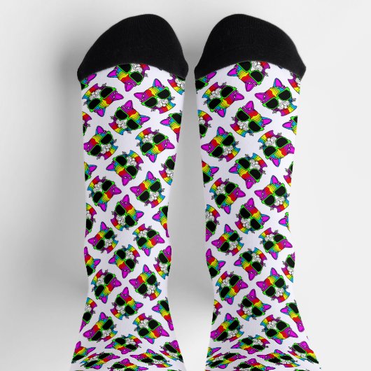 Chaussette Chats arc-en-ciel Cool colorés (Haut)