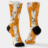 Chaussette Chats blancs et gingembre motif yeux verts yeux bl (Angulaire)