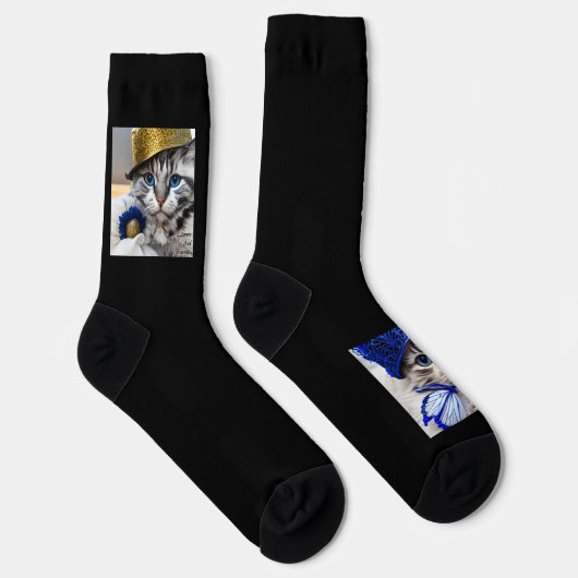 Chaussette #Chats Chaussettes 3&4 Modèle Casquette, Yeux de c (Droite)