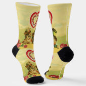 CHAUSSETTE CHATS DE LA SAINT-VALENTIN DRÔLES À L'ANCIENNE MOD (Angulaire)
