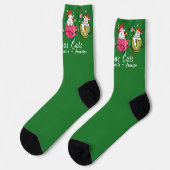 Chaussette Chats de Noël amusants I Fête de Noël Monogramme (Gauche)